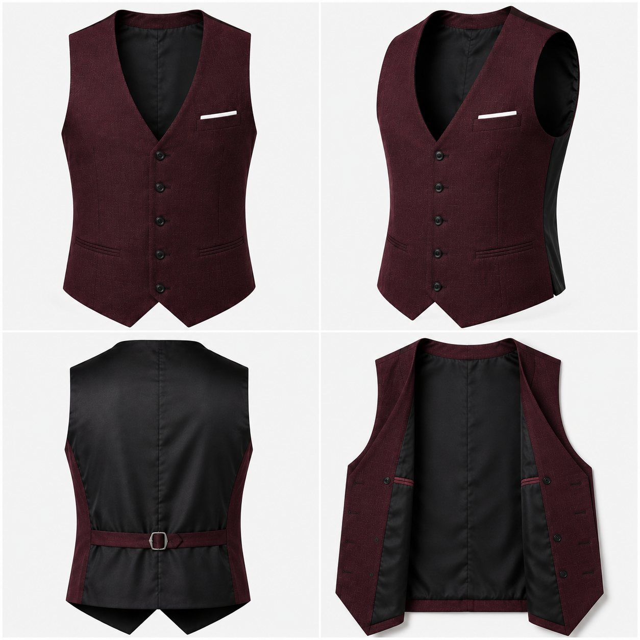 Burgundy Single Breasted Waistcoat